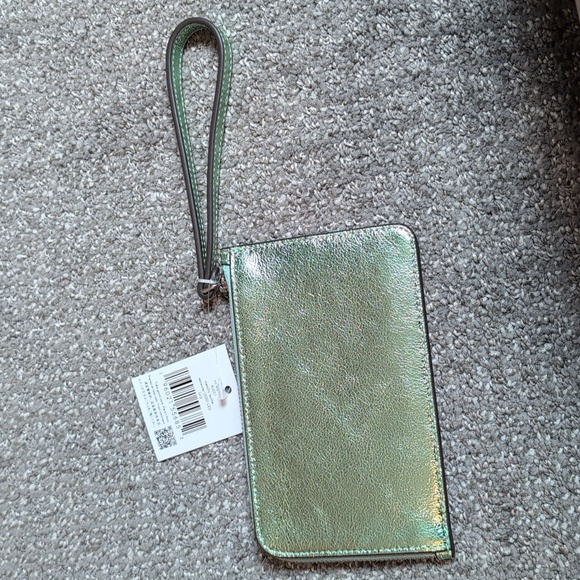 Kate Spade Small Zip Wristlet in Metallic Green NWT - Picture 4 of 7